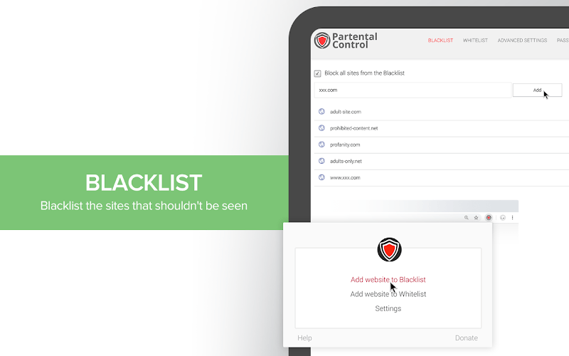 Safe browsing mode enabled in the Parental Control Chrome extension
